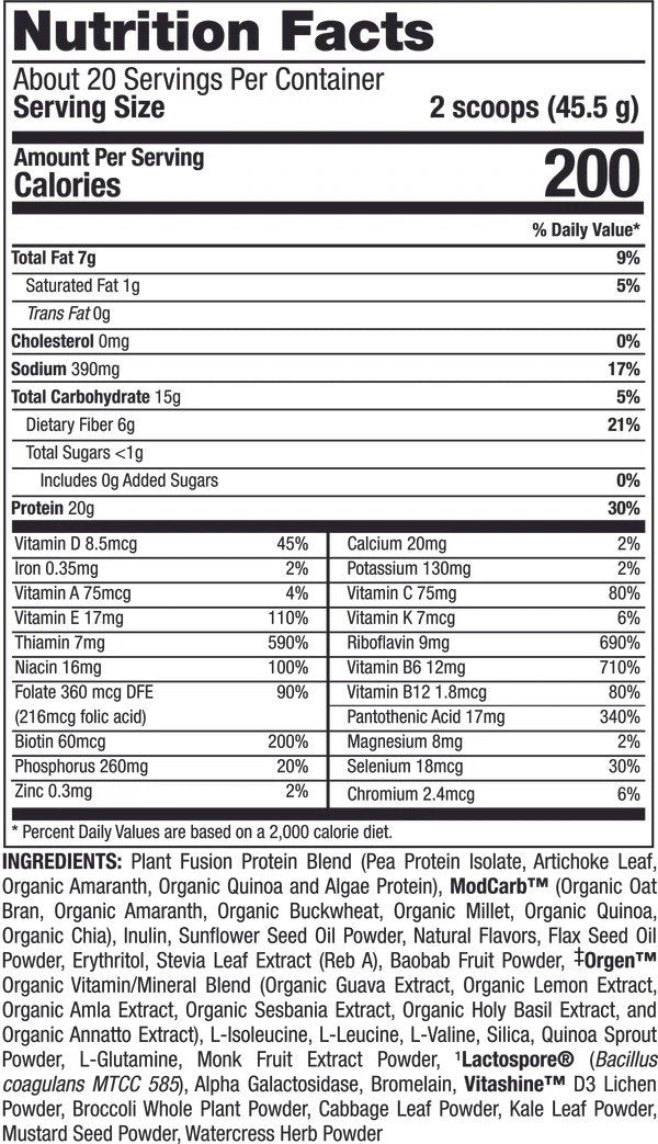 PlantFusion Complete Meal Creamy Vanilla Bean 2 lb Powder