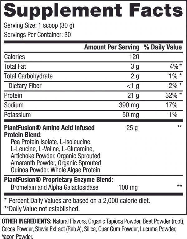 PlantFusion Complete Plant Protein Red Velvet Cake 2 lb Powder