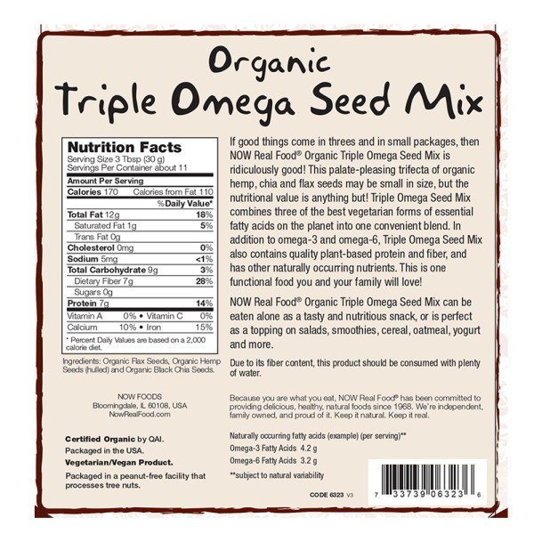 Now Foods Organic Triple Omega Seed Mix 12 oz Seed