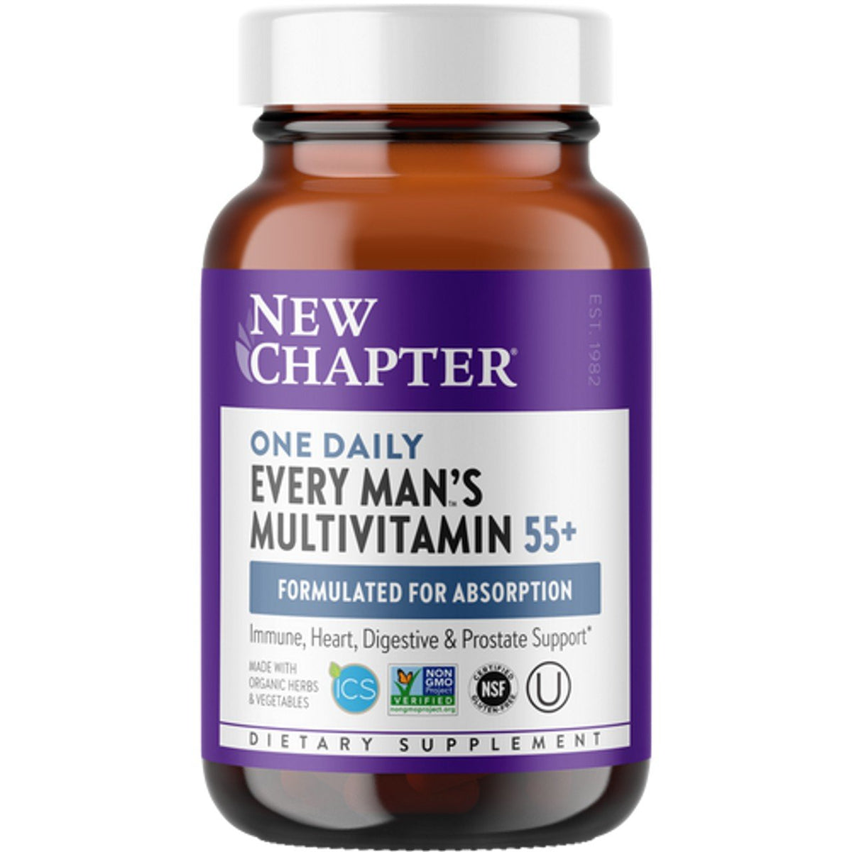 Every Man's Multivitamin 55+ | New Chapter | Immune Support | Heart Support | Digestive Support | Prostate Support | One Daily | N.S.F. Non GMO | Gluten Free | Dietary Supplement | 72 Tablets | VitaminLife