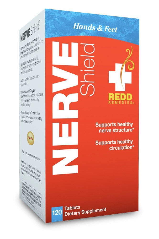 Nerve Shield | Redd Remedies | Hands &amp; Feet | Healthy Nerve Structure | Healthy Circulation | Dietary Supplement | 120 Tablets | VitaminLife