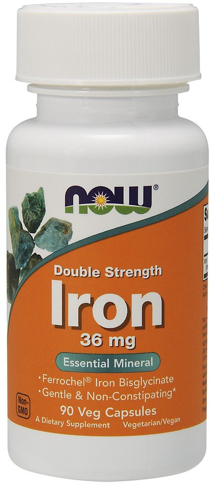 Now Foods Iron Bisglycinate 36 mg Double Strength 90 VegCap