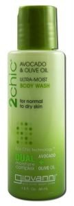 Giovanni 2chic Avocado & Olive Oil Ultra Moist Body Wash Travel Size 1.5 oz Liquid