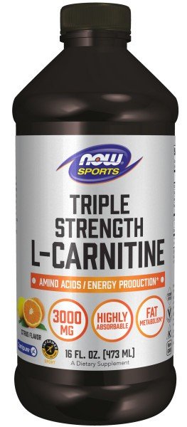 Triple Strength L-Carnitine | Now Foods Now Sports | Amino Acids | Energy Production | Citrus Flavor | Liquid | Dietary Supplement | 16 fluid ounces | 473 milliliters | VitaminLife