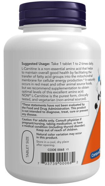 Now Foods CARNITINE TARTRATE 1000mg 100 Tablet