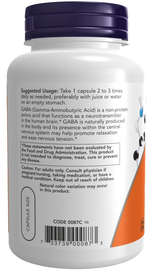 Now Foods GABA 500mg 100 Capsule