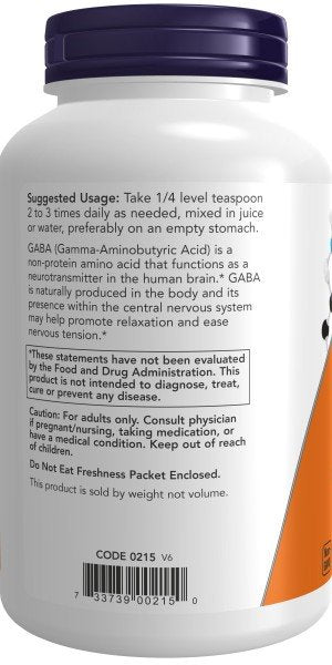 Now Foods GABA Pure Powder 6 oz Powder