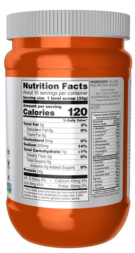 Now Foods Unflavored Pea Protein 12 oz Powder