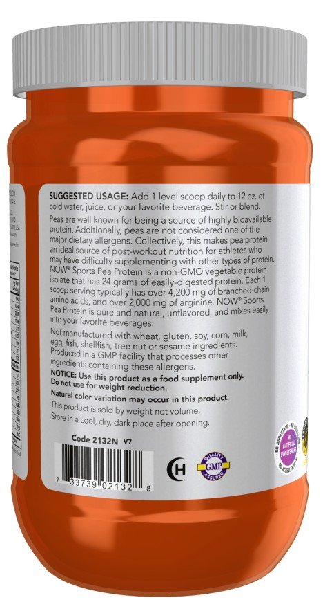 Now Foods Unflavored Pea Protein 12 oz Powder