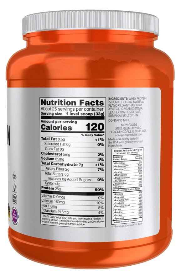 Now Foods Chocolate Whey Protein Isolate 1.8 lbs Powder