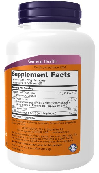 Now Foods Red Yeast Rice 600 mg with CoQ10 30 mg 120 VegCap