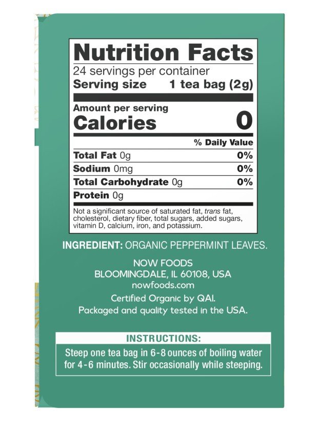 Now Foods Peppermint Tea Organic 24 Bag