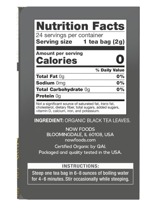 Now Foods Boldly Black Tea, Organic 24 Bag