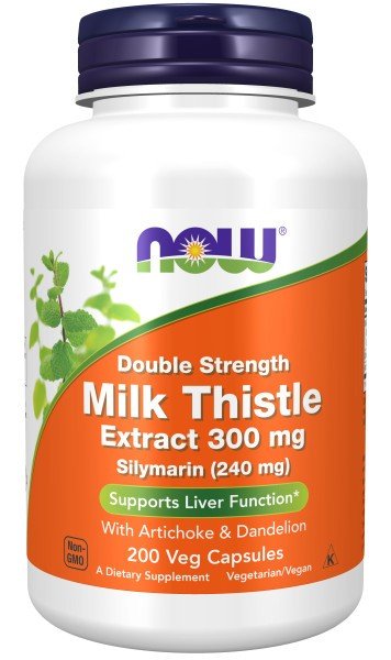 300 milligrams Milk Thistle Extract, Double Strength | Now Foods | 240 milligrams Silymarin | Artichoke | Dandelion | Vegan | Vegetarian | NonGMO | Dietary Supplement | 200 VegCaps | 200 Vegetable Capsules | VitaminLife