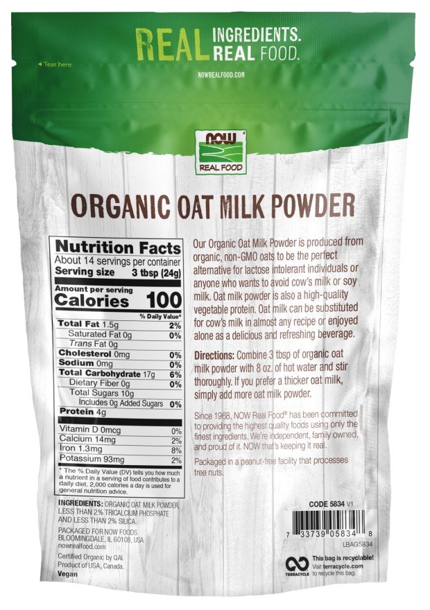 Now Foods Organic Oat Milk Powder 12 oz Powder