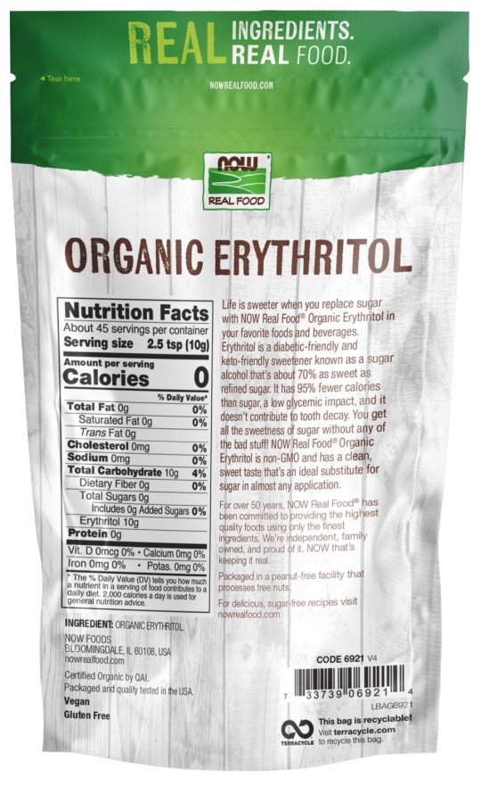 Now Foods Organic Erythritol 16 oz Granule