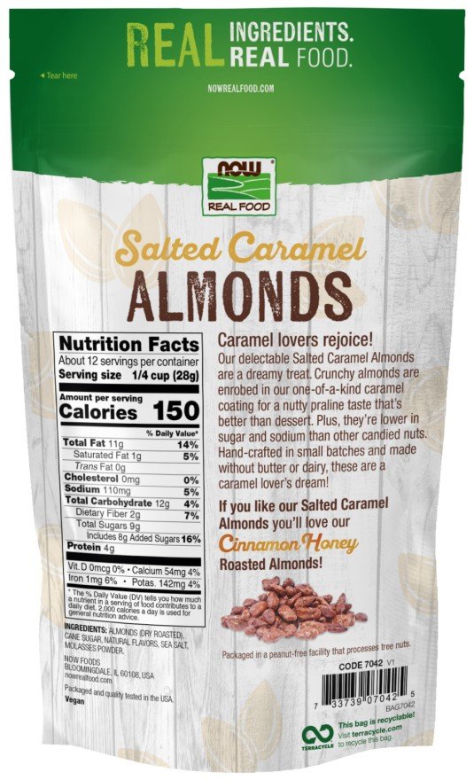 Now Foods Salted Caramel Almonds 12 oz Bag