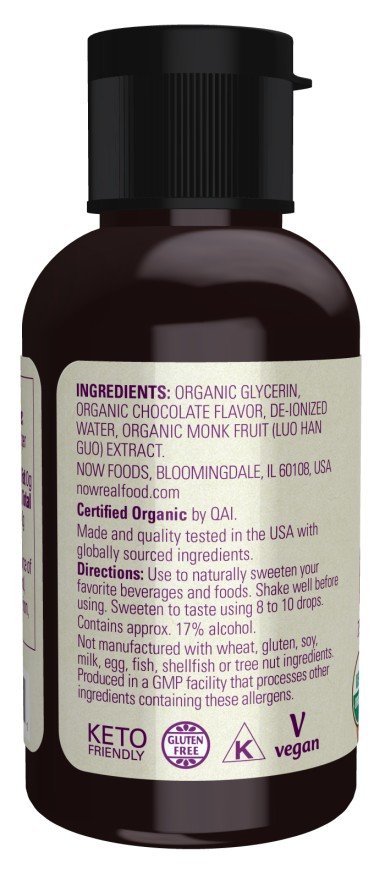 Now Foods Organic Chocolate Monk Fruit 1.8 fl oz Liquid