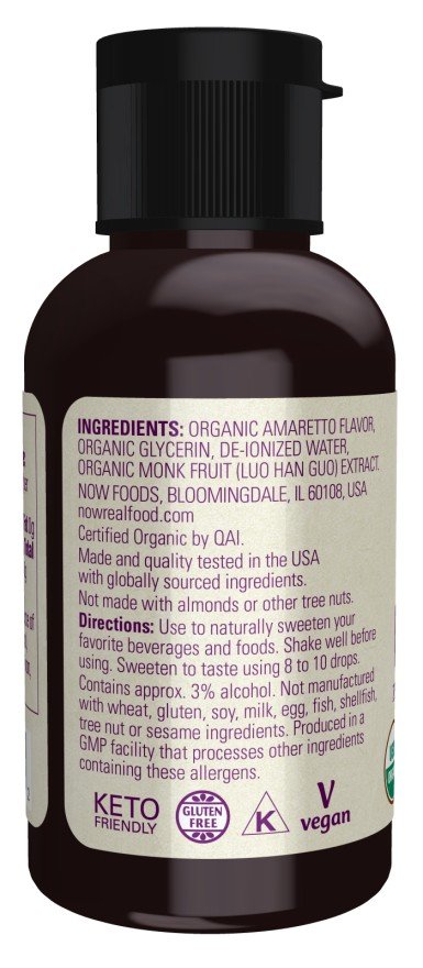 Now Foods Organic Amaretto Monk Fruit Liquid 1.8 oz 1.8 oz Liquid