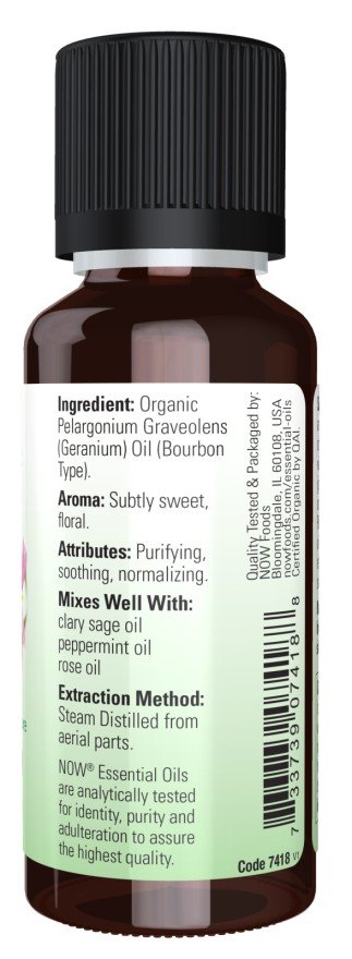 Now Foods Organic Geranium Oil 1 fl oz Oil