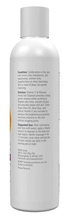 Now Foods Solutions Vitamin C &amp; Manuka Honey Gel Cleanser 8 fl oz Cream