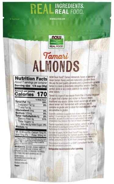 Now Foods Tamari Almonds 7 oz Bag