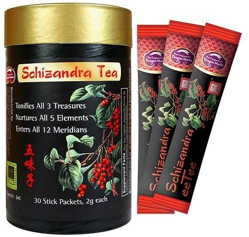 Dragon Herbs Schizandra Tea 30 Stick Packets Container