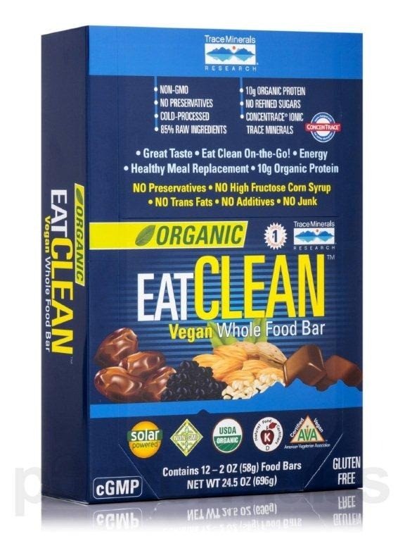 Trace Minerals eatCLEAN Vegan Whole Food Bar - Certified Organic-Box 12 Box