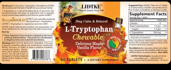 LIDTKE L-Tryptophan Chewable - Maple Vanilla 60 Chewable
