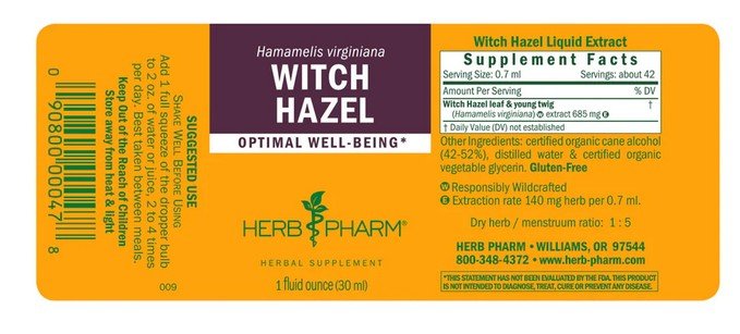 Herb Pharm Witch Hazel Extract 1 oz Liquid