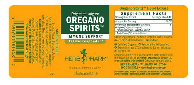 Herb Pharm Oregano Spirits 1 oz Liquid