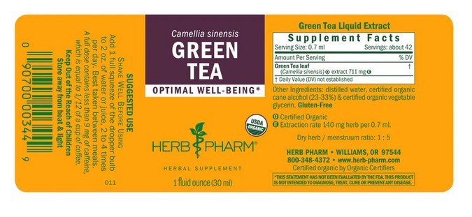 Herb Pharm Green Tea Extract 1 oz Liquid