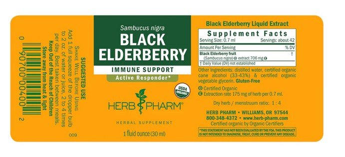 Herb Pharm Black Elderberry Extract 1 oz Liquid