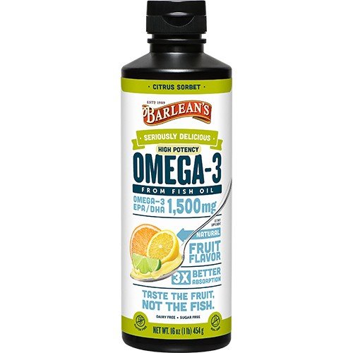 Barlean's Seriously Delicious Omega-3 High Potency Fish Oil Citrus Sorbet 16 oz Liquid