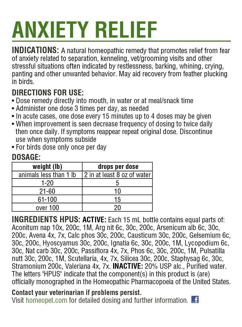 Homeopet Anxiety Relief 15 ml Liquid