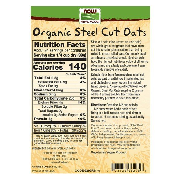 Now Foods Steel Cut Oats Organic 2 lb Bag