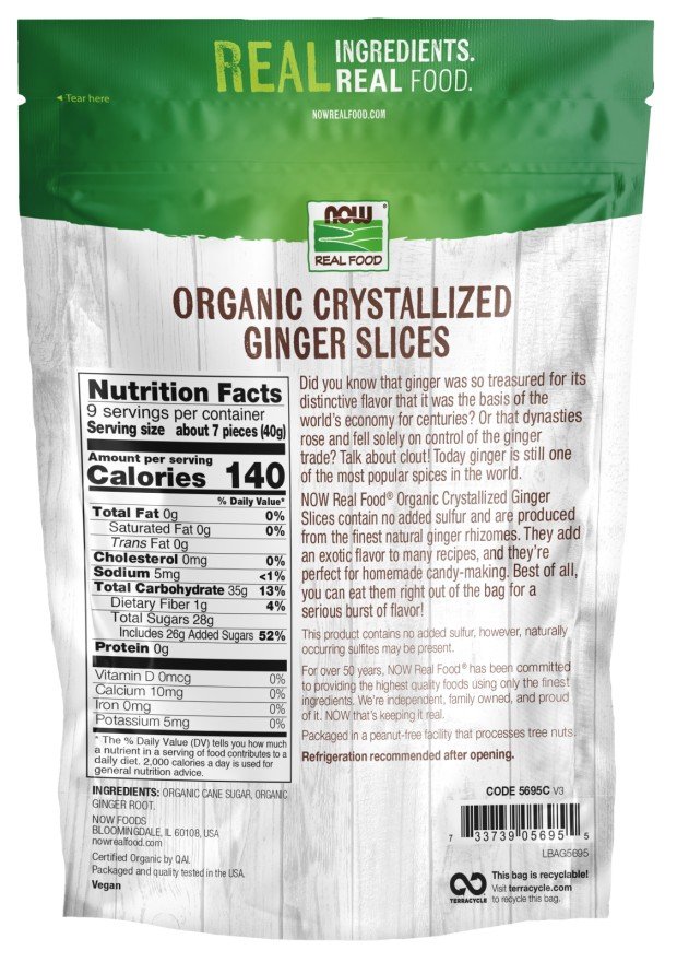 Now Foods Ginger Slices No Sulfur 12 oz Bag