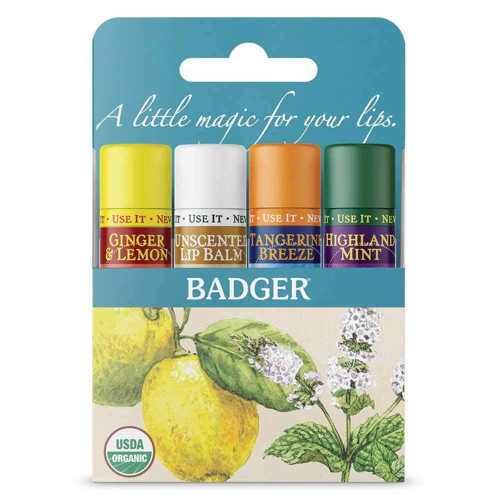 Badger Classic Lip Balm -Blue 4 PK Box