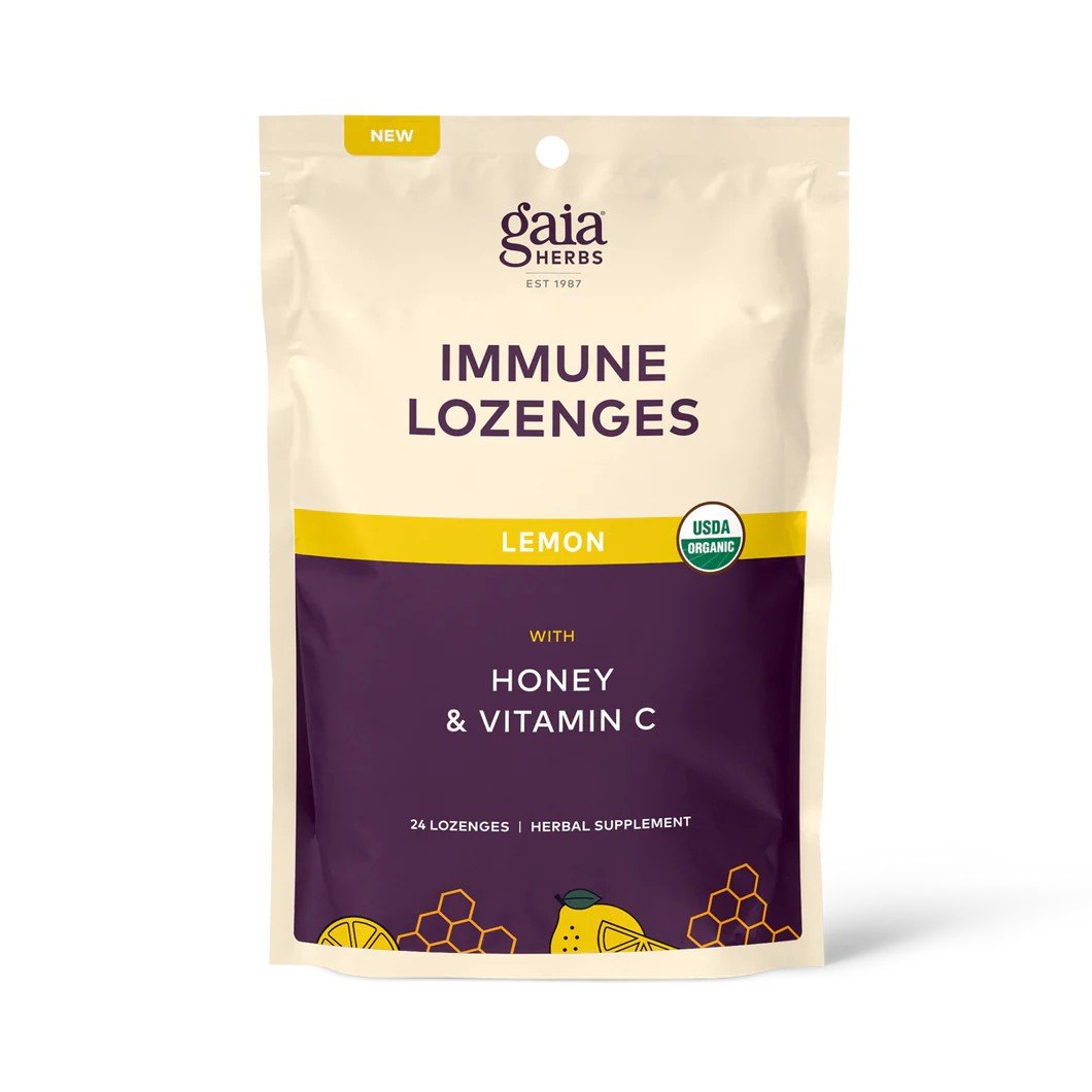 Gaia Herbs Immune Lozenges Lemon with Honey &amp; Vitamin C 24 Bag