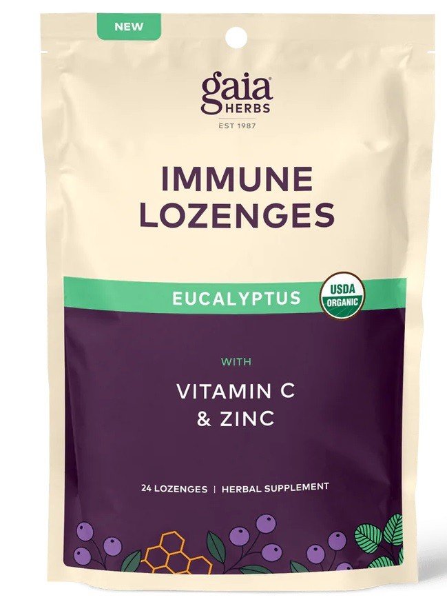 Gaia Herbs Immune Lozenges Eucalyptus with Vitamin C & Zinc 24 Bag