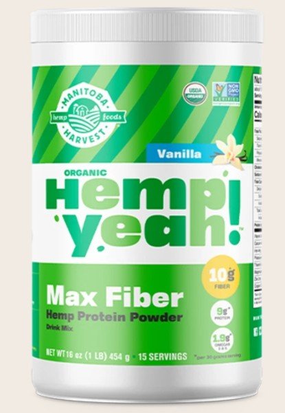 Manitoba Harvest Organic Hemp Yeah! Max Fiber Hemp Protein Powder Vanilla 16 oz Powder