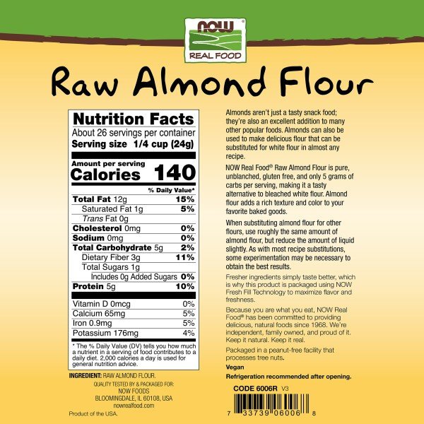 Now Foods Raw Almond Flour 22 oz Powder