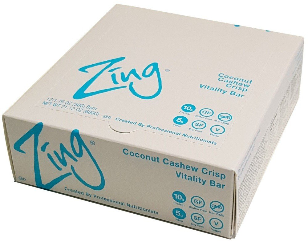 Zing Bars Zing Nutrition Bar-CoconutCashew Crisp-Box 12 Bars Box