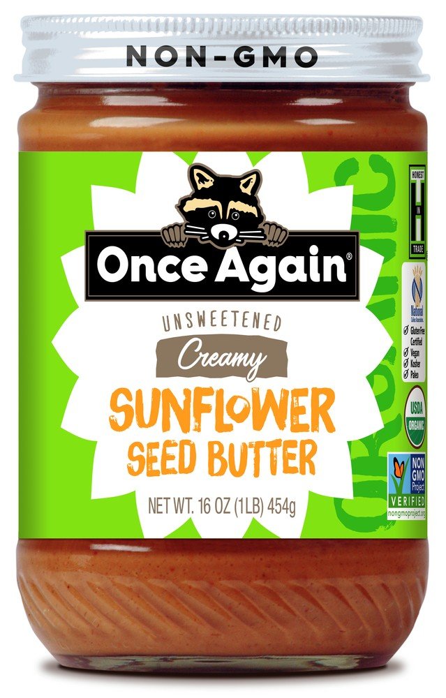Once Again Nut Butters Sunflower Butter No Salt Organic 16 oz Glass Jar