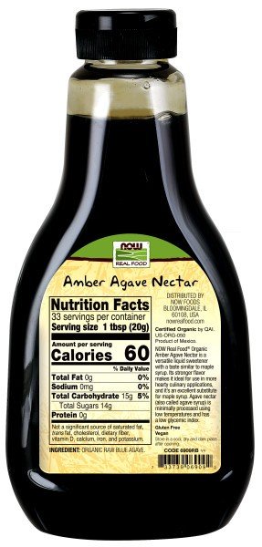 Now Foods Amber Agave 23.28 oz Bottle