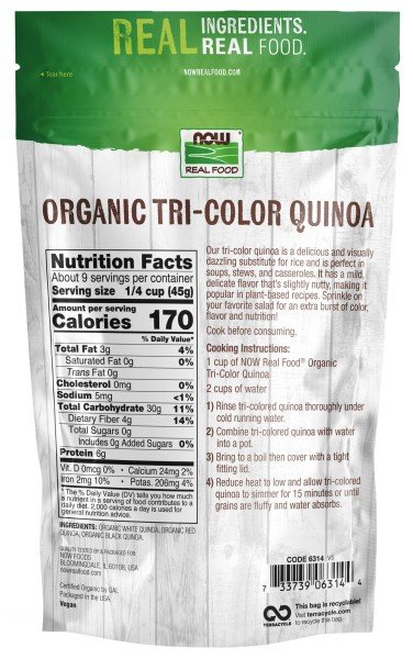 Now Foods Organic Tri-Color Quinoa 14 oz Bag