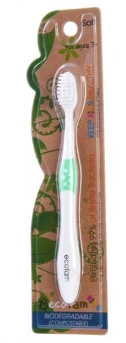 XyloBurst Ecofam Compostable Kids Toothbrush with Anti-Microbial Bristles Green 1 Toothbrush