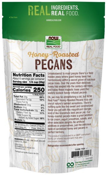 Now Foods Honey Roasted Pecans 8 oz Nuts
