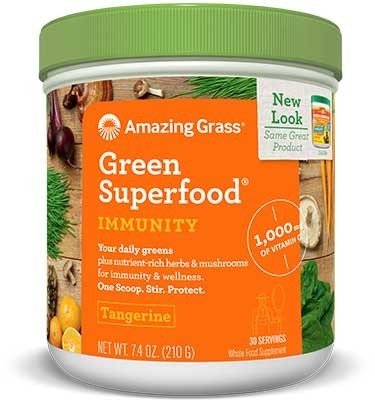 Amazing Grass Green Superfood Immunity Tangerine 30 Servings 7.4 oz (210 g) Powder