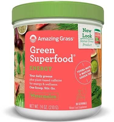 Amazing Grass Green Superfood Energy Drink Powder Watermelon 30 Servings 7.4 oz (210 g) Powder